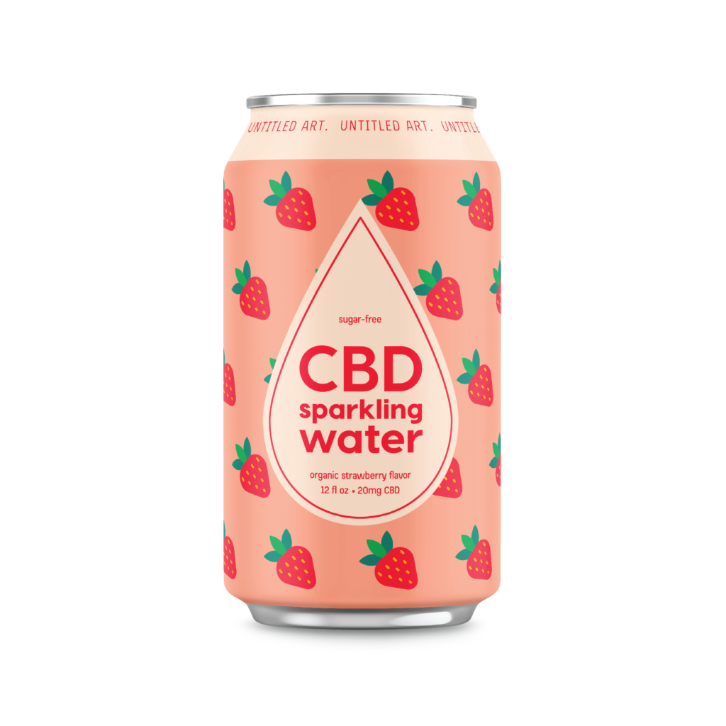 A can of cbd infused water with strawberries.
