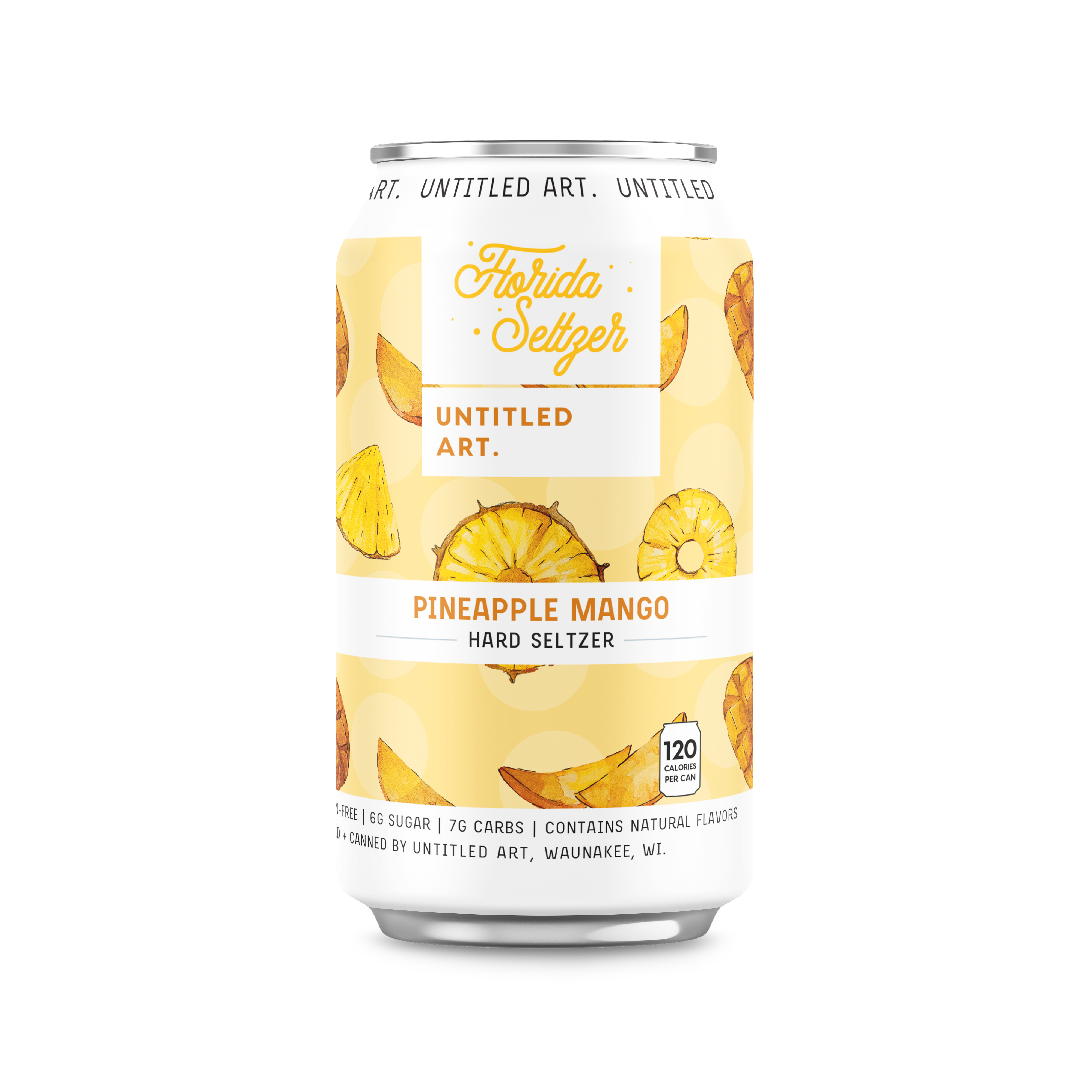 A can of pineapple and mango iced tea.