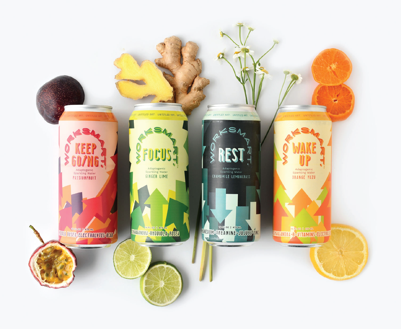 A variety of cans with fruits and vegetables around them.