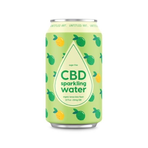 A can of cbd drinking water with lemons and limes.