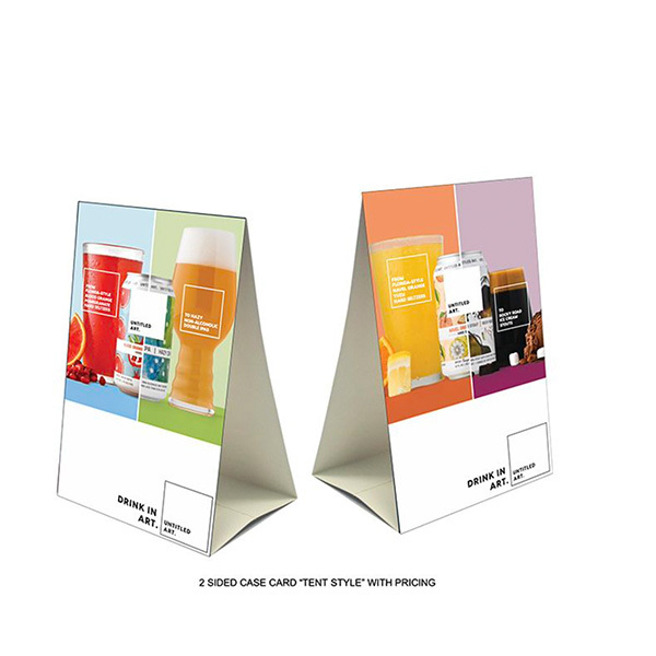 A set of colorful drink and food stand up banners.