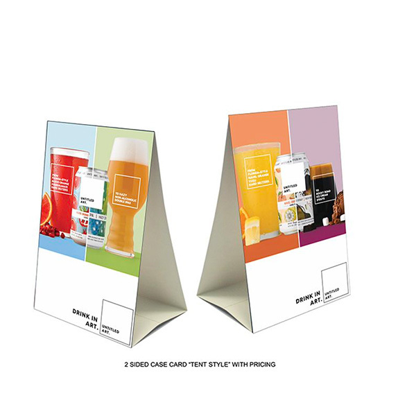 A set of beer and wine stand up banners on a white background.