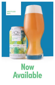 A glass of beer with the text now available.