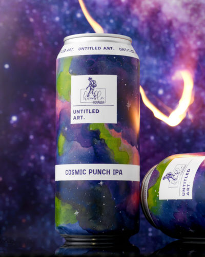 A can of cosmic punch with a space background.