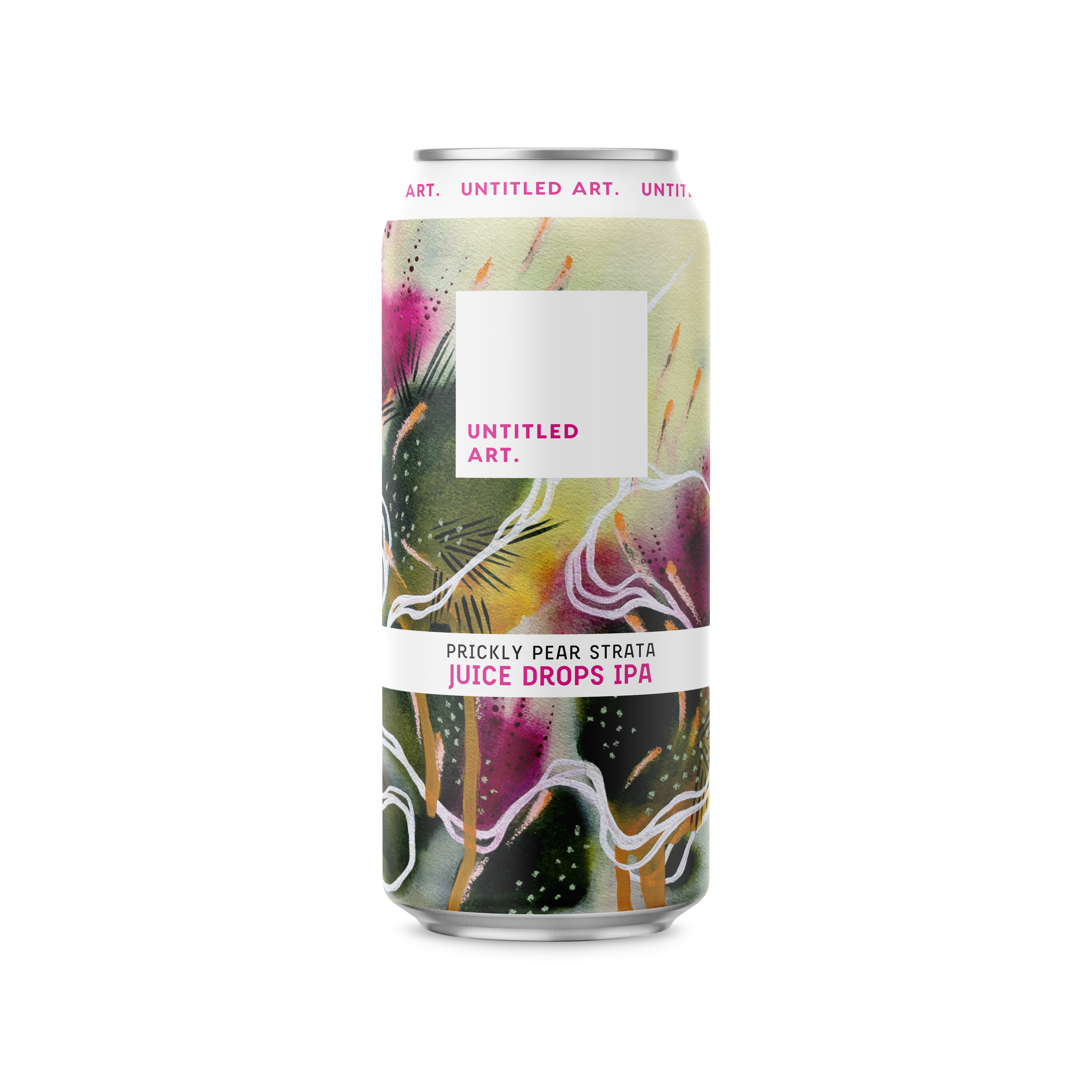 A can of a drink with a flower on it.