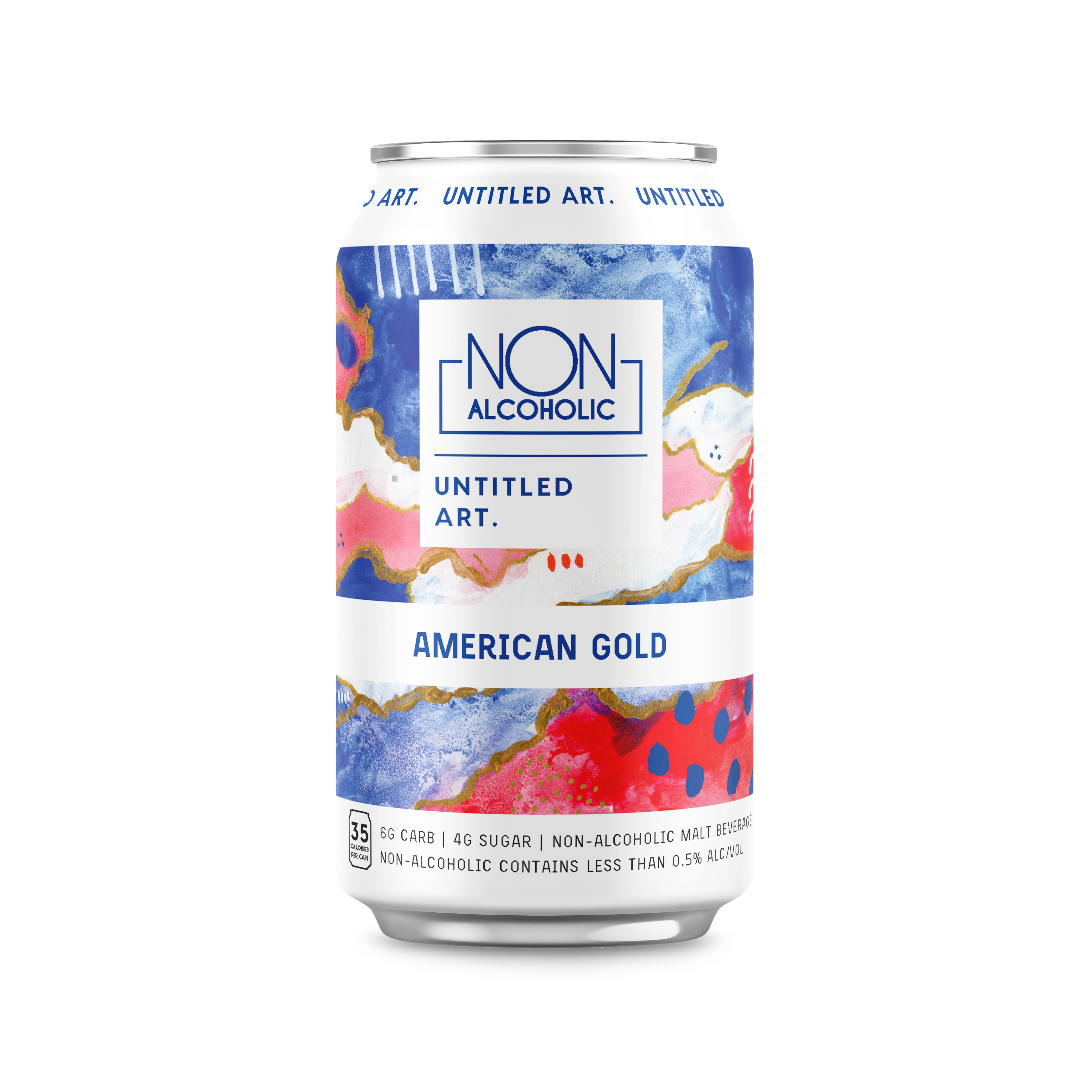 A can of non-alcoholic american gold.
