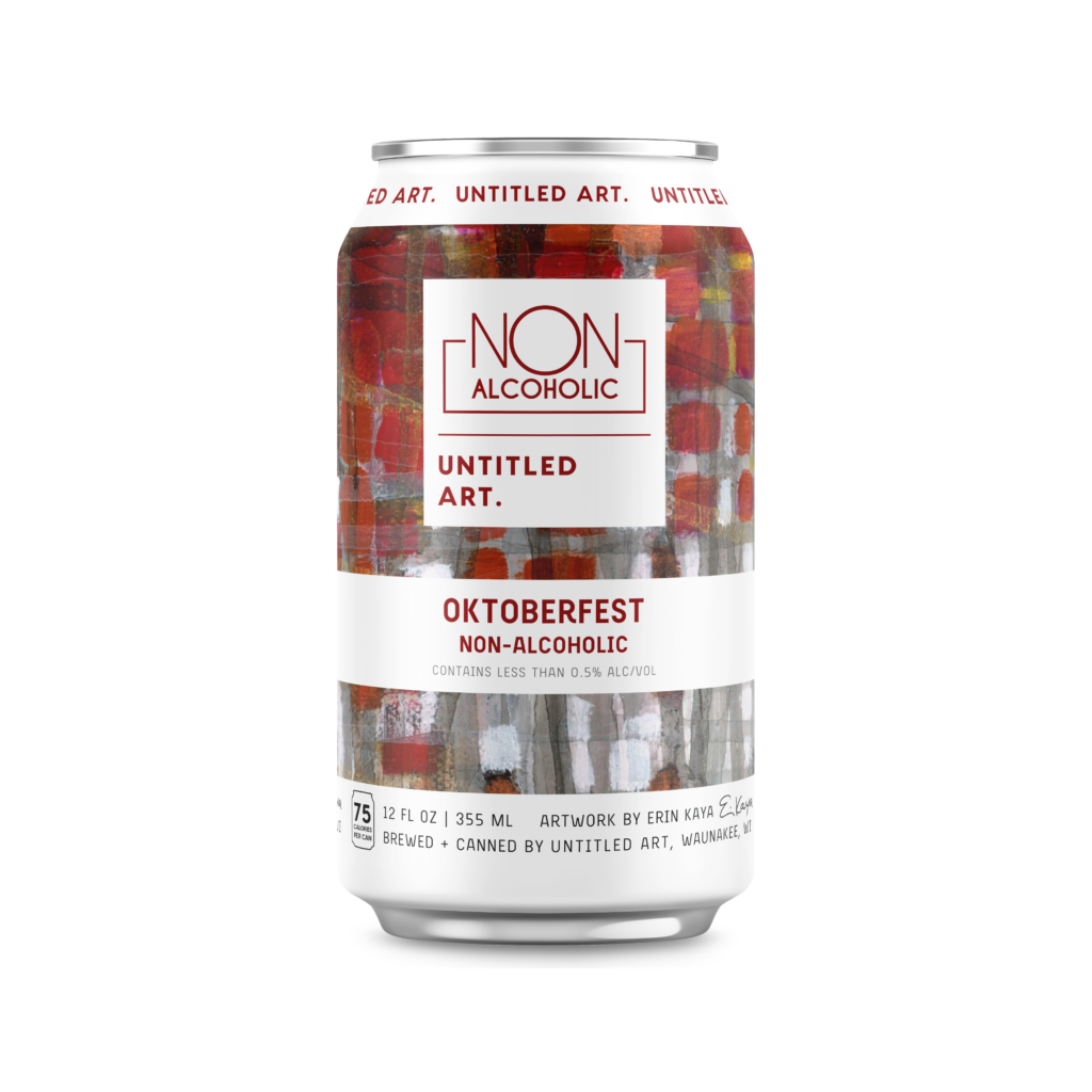A can of a beer with a red and white background.