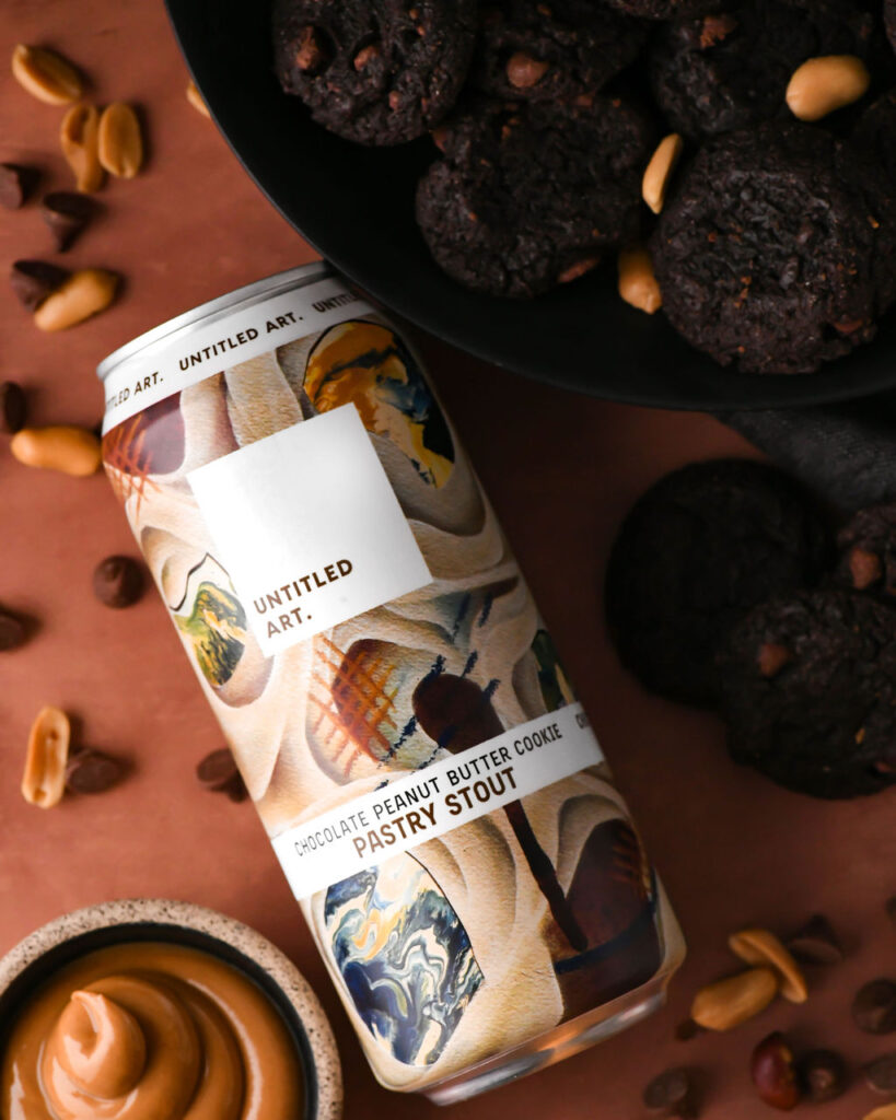 A can of peanut butter stout with cookies and peanut butter.